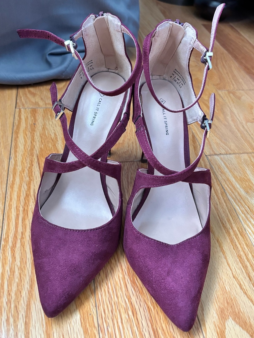 Call It Spring Women's Burgundy Pointed Suede Strappy Heels